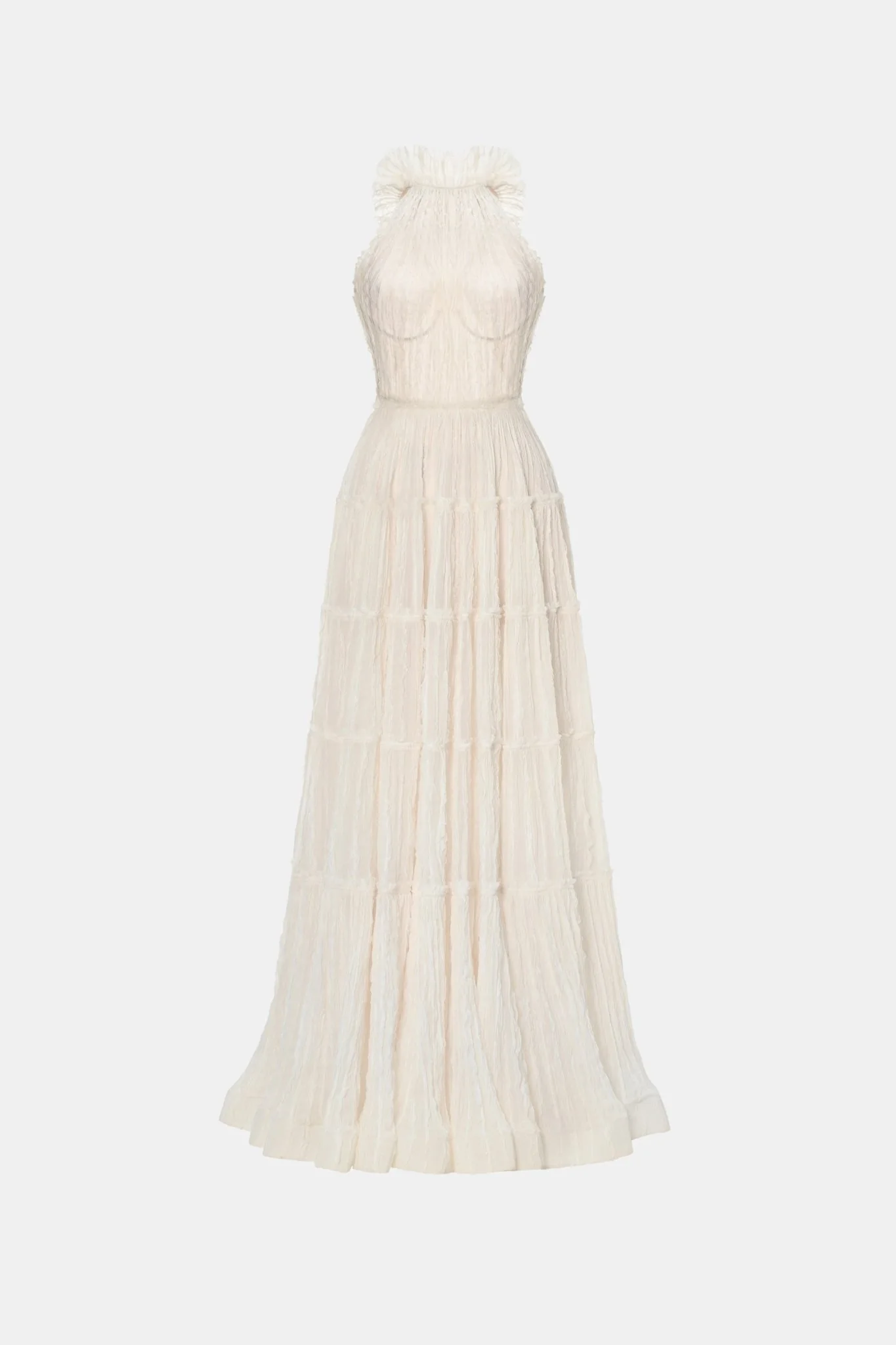 Ivory Tiered Halter Maxi Dress