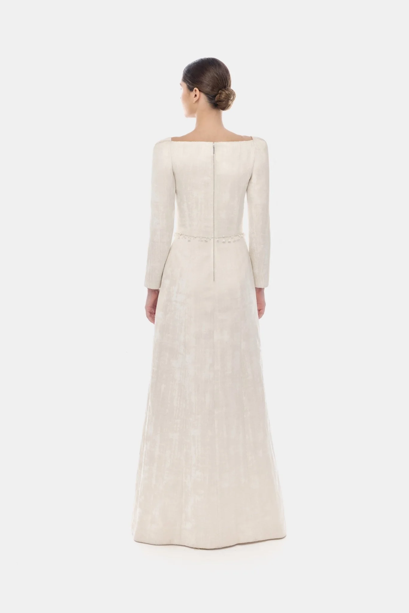 Ivory Brocade Split Dress - Image 4