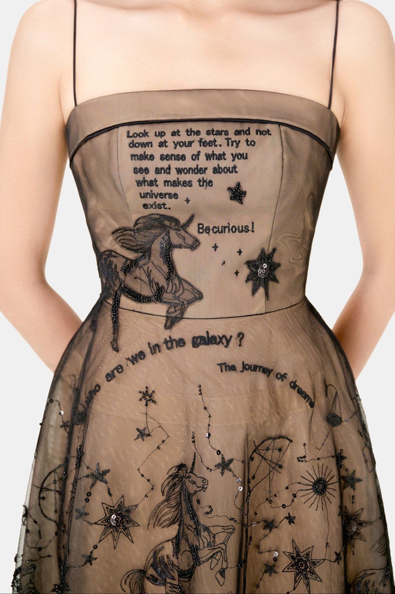 Black Beaded Embroidered Dress - Image 5