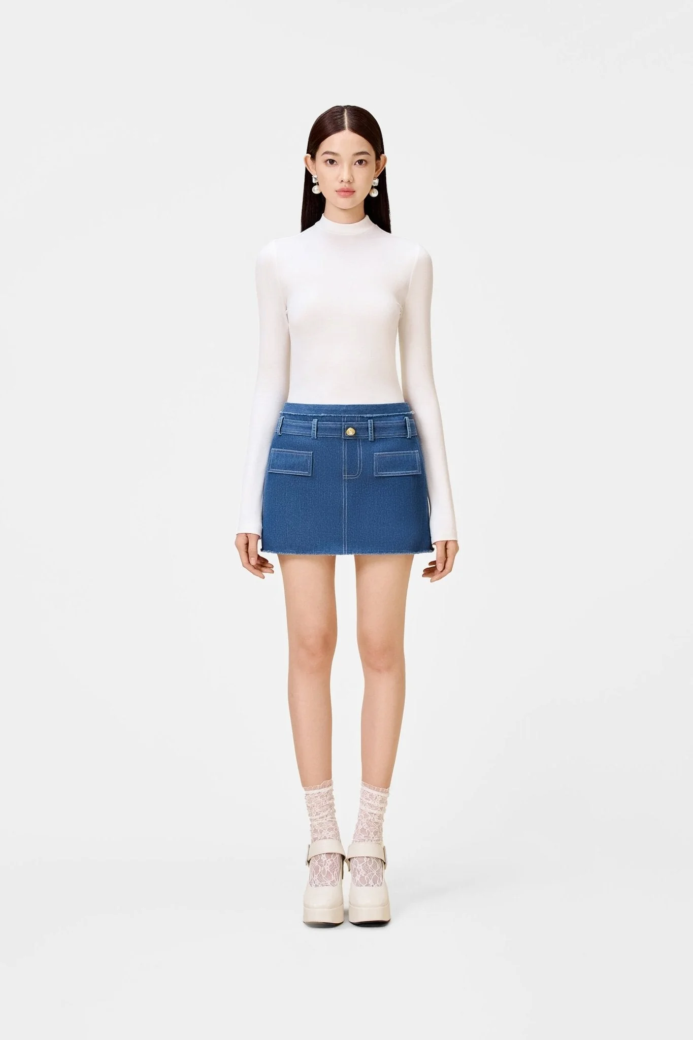 Denim Tweed Mini Skirt - Image 2