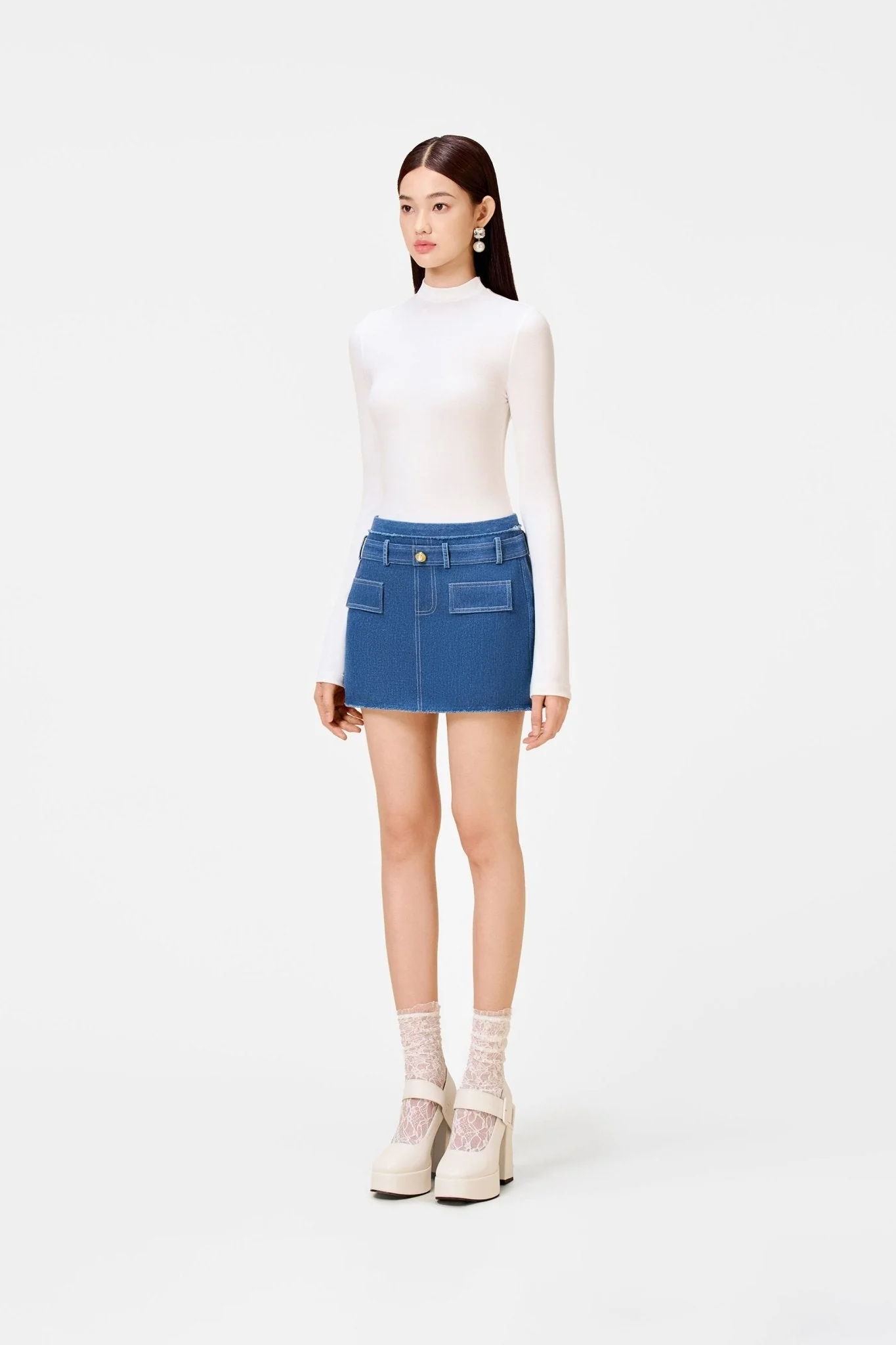 Denim Tweed Mini Skirt - Image 3