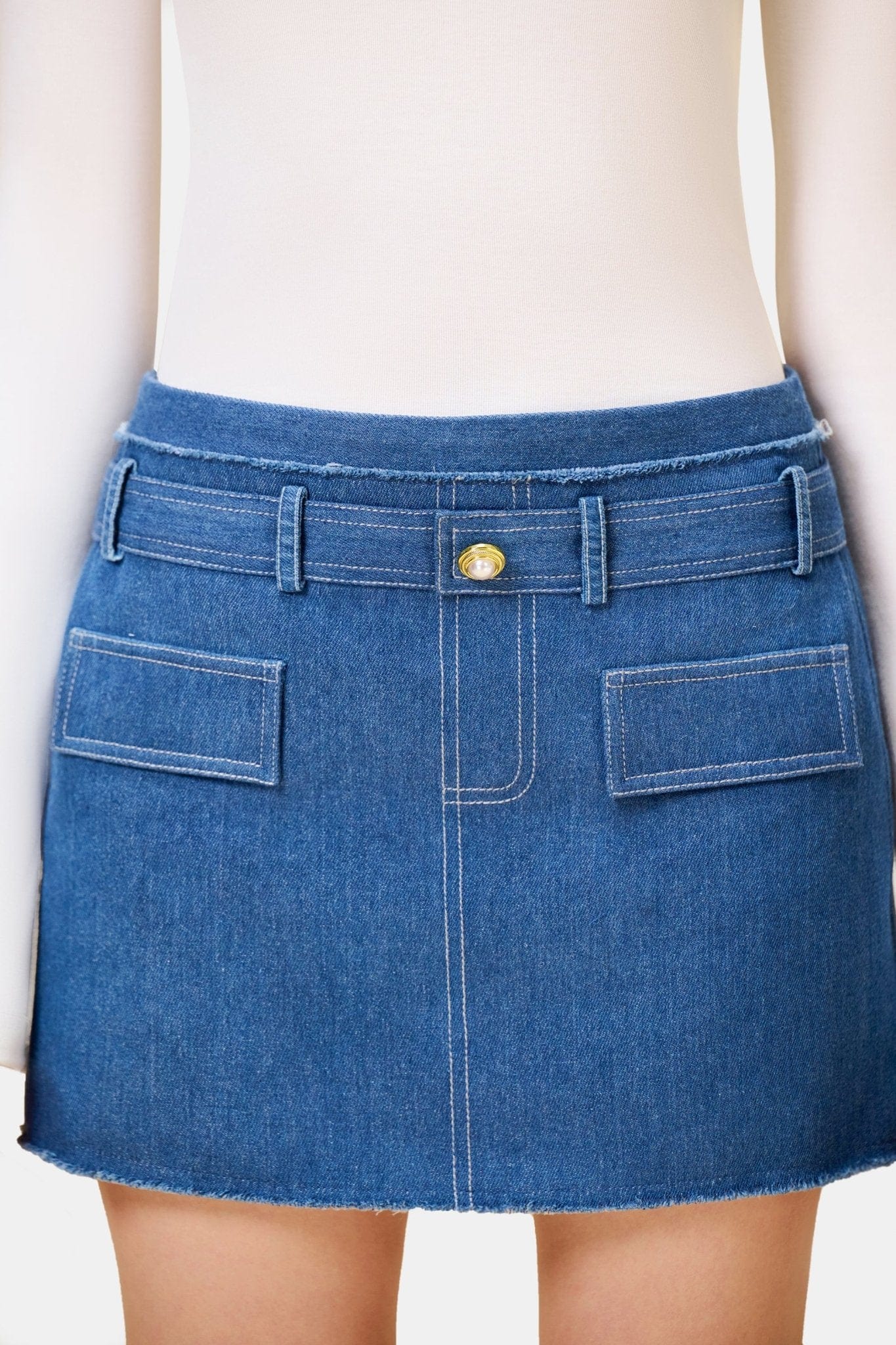 Denim Tweed Mini Skirt - Image 5
