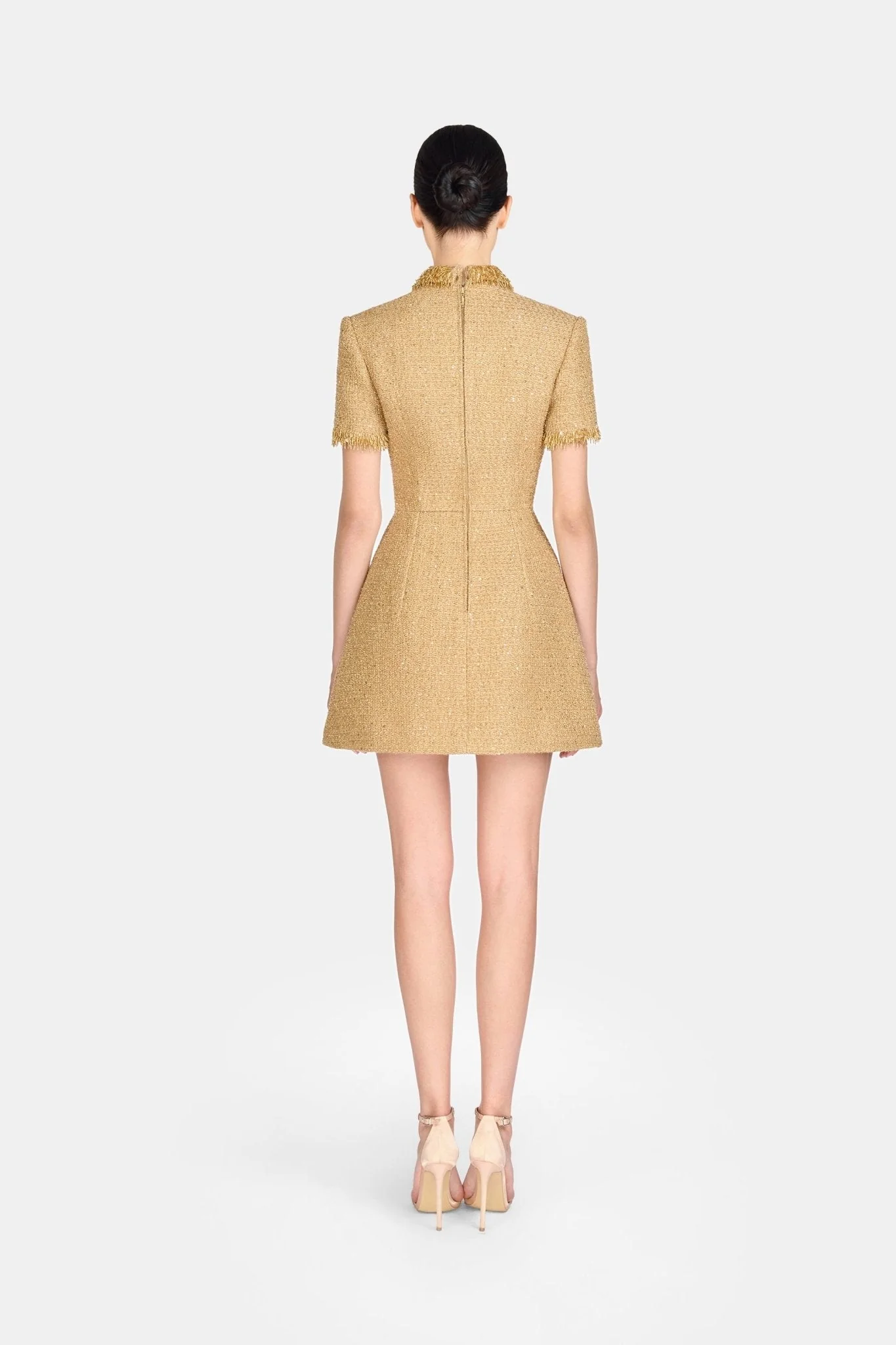 Gold Embellished Mini Dress - Image 4