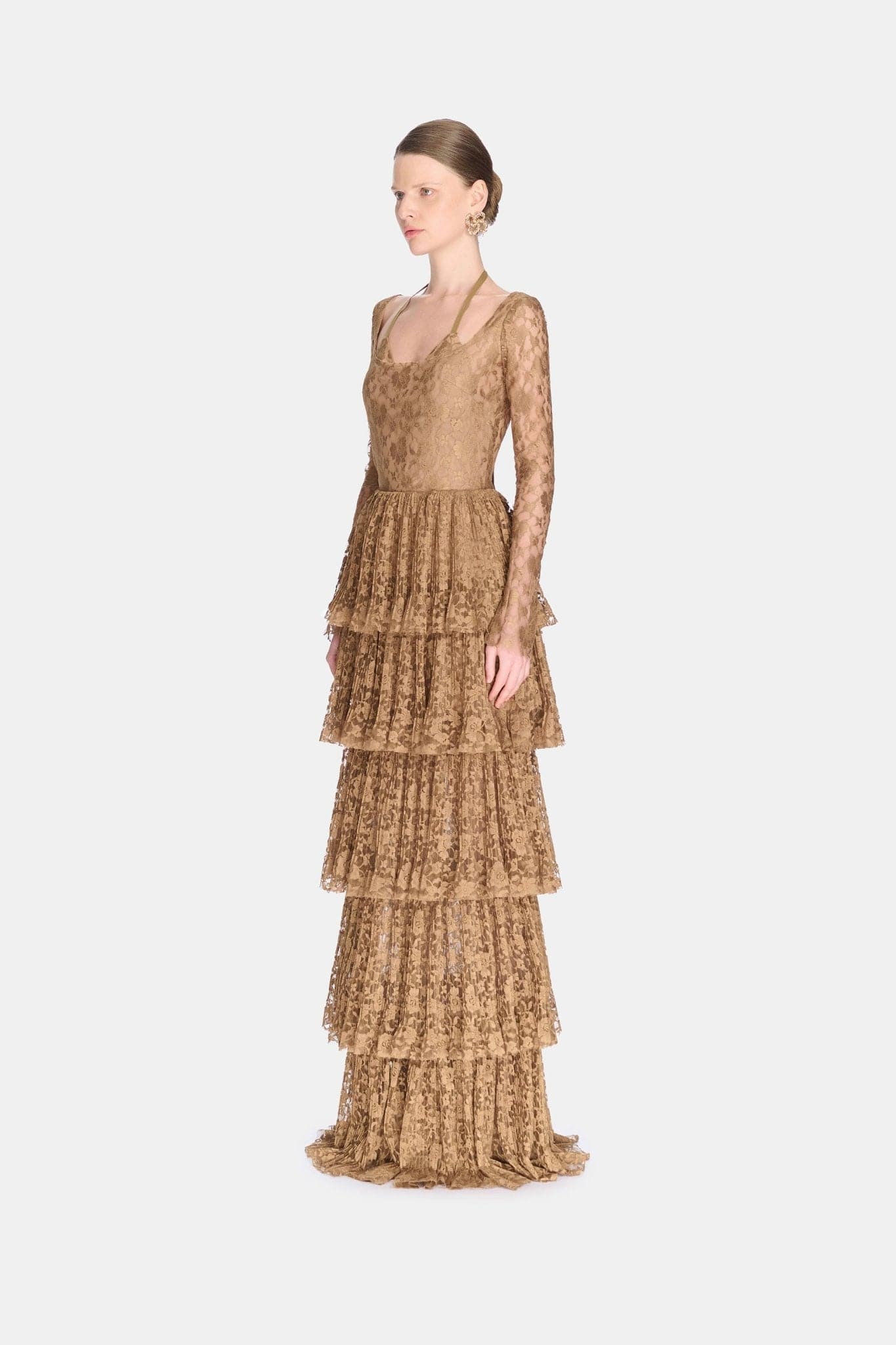 Gold Lace Layered Dress - Image 3