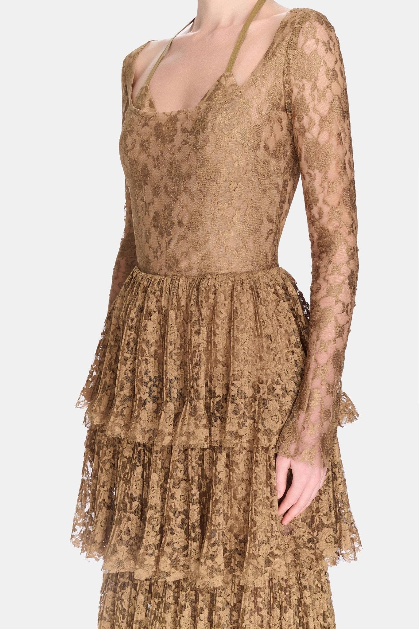 Gold Lace Layered Dress - Image 5