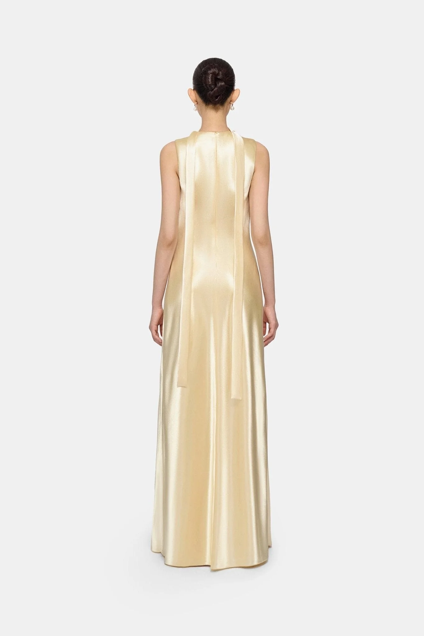 Gold Sleeveless Silk Dress - Image 3