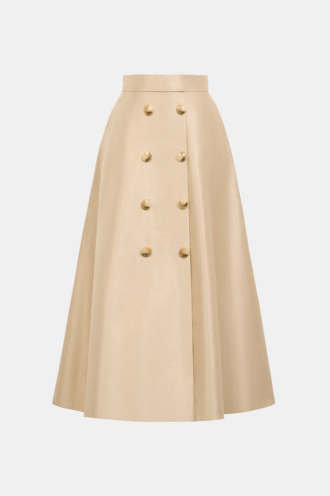 Gold Taffeta Midi Skirt