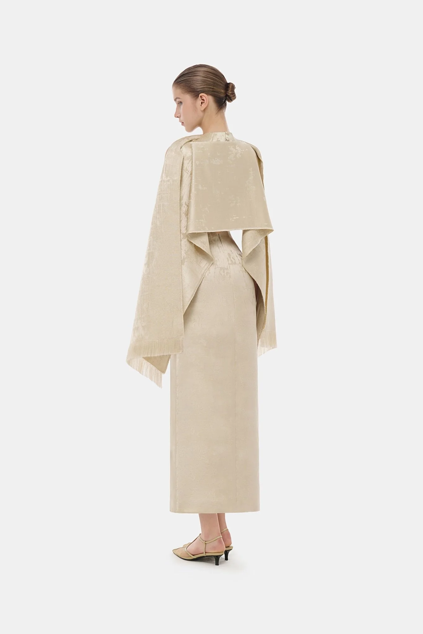 Gold Tailored Scarf Midi Dress - Image 3