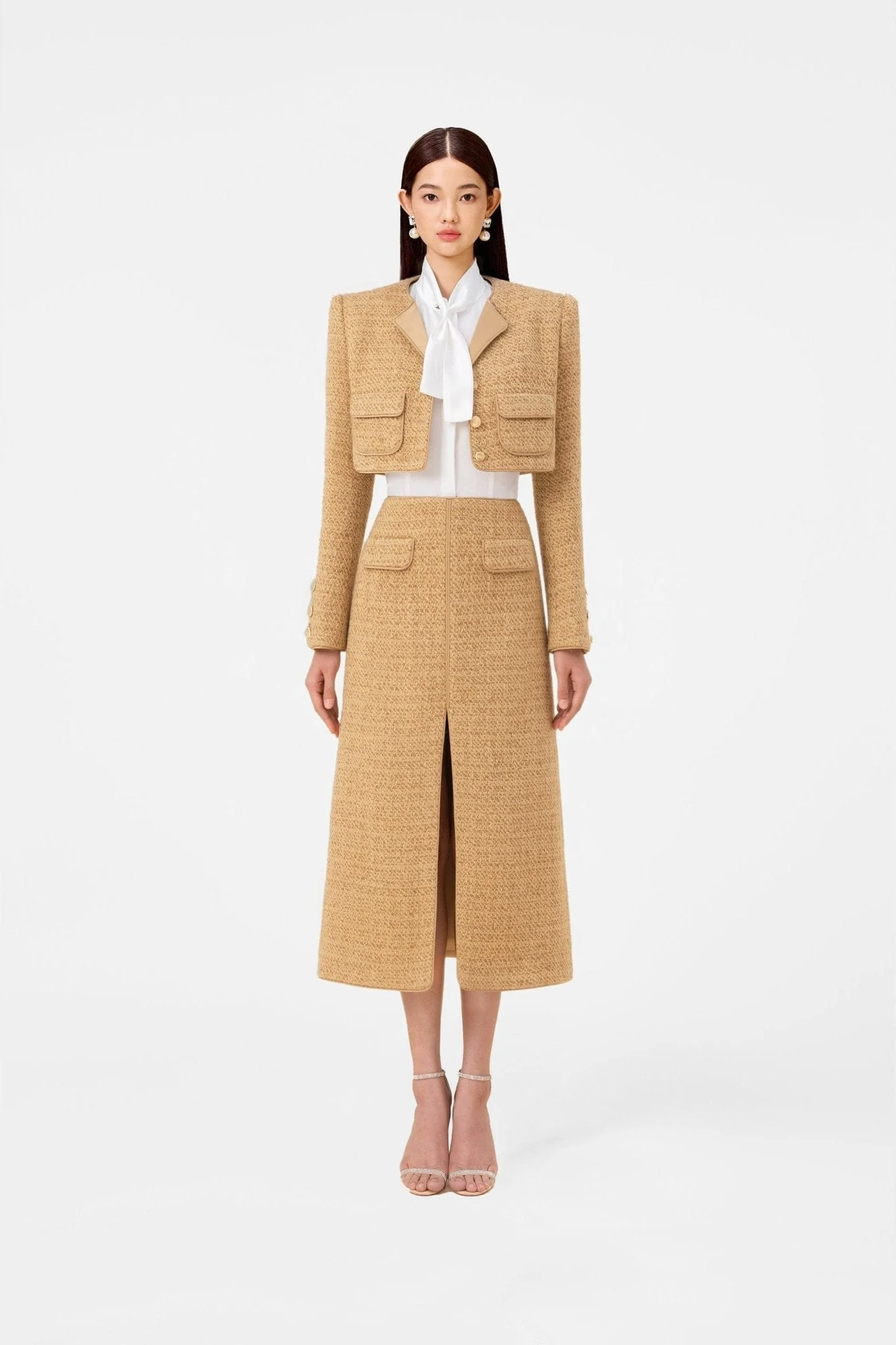 Gold Tweed A-Line Skirt - Image 2