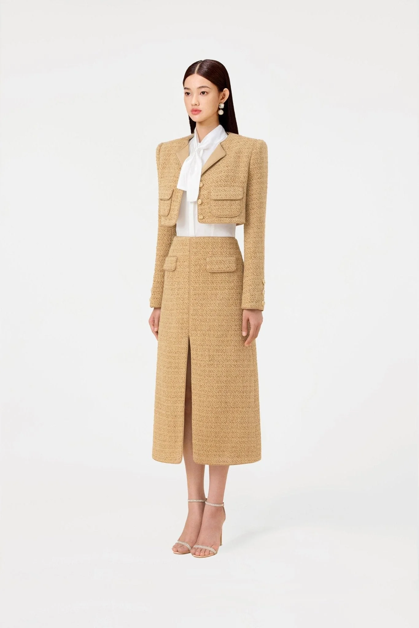 Gold Tweed A-Line Skirt - Image 3