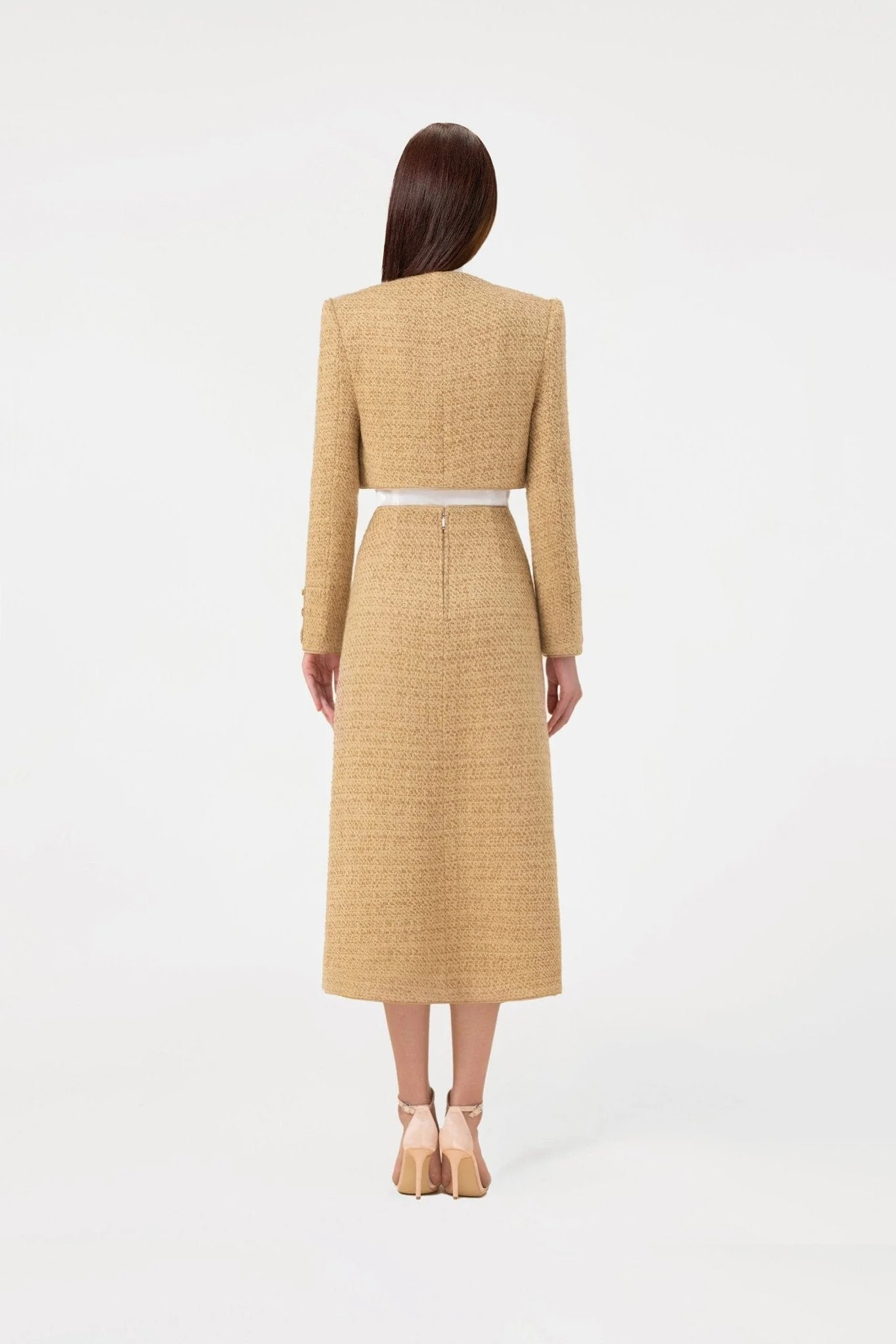 Gold Tweed A-Line Skirt - Image 4