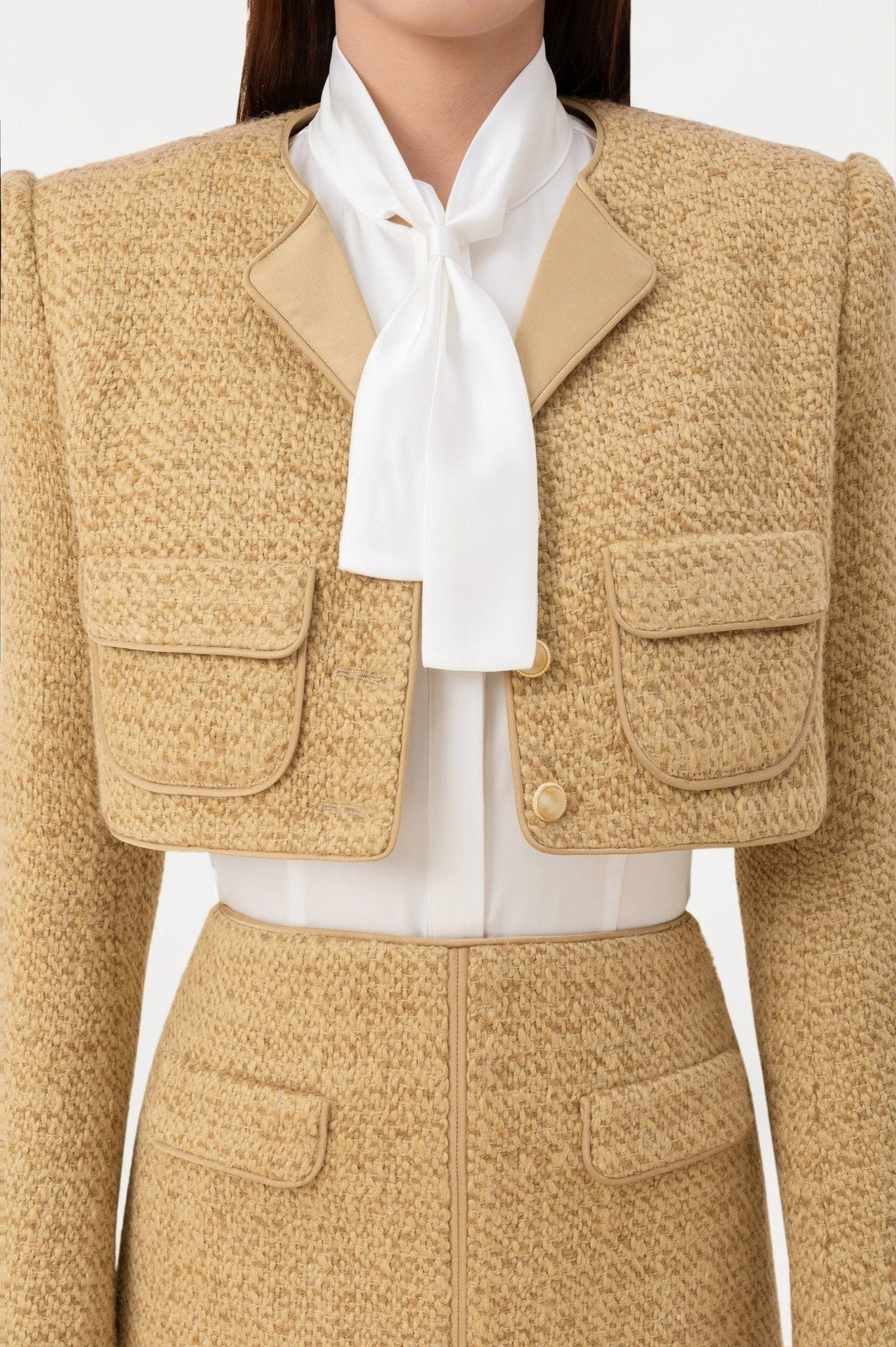 Gold Tweed A-Line Skirt - Image 5