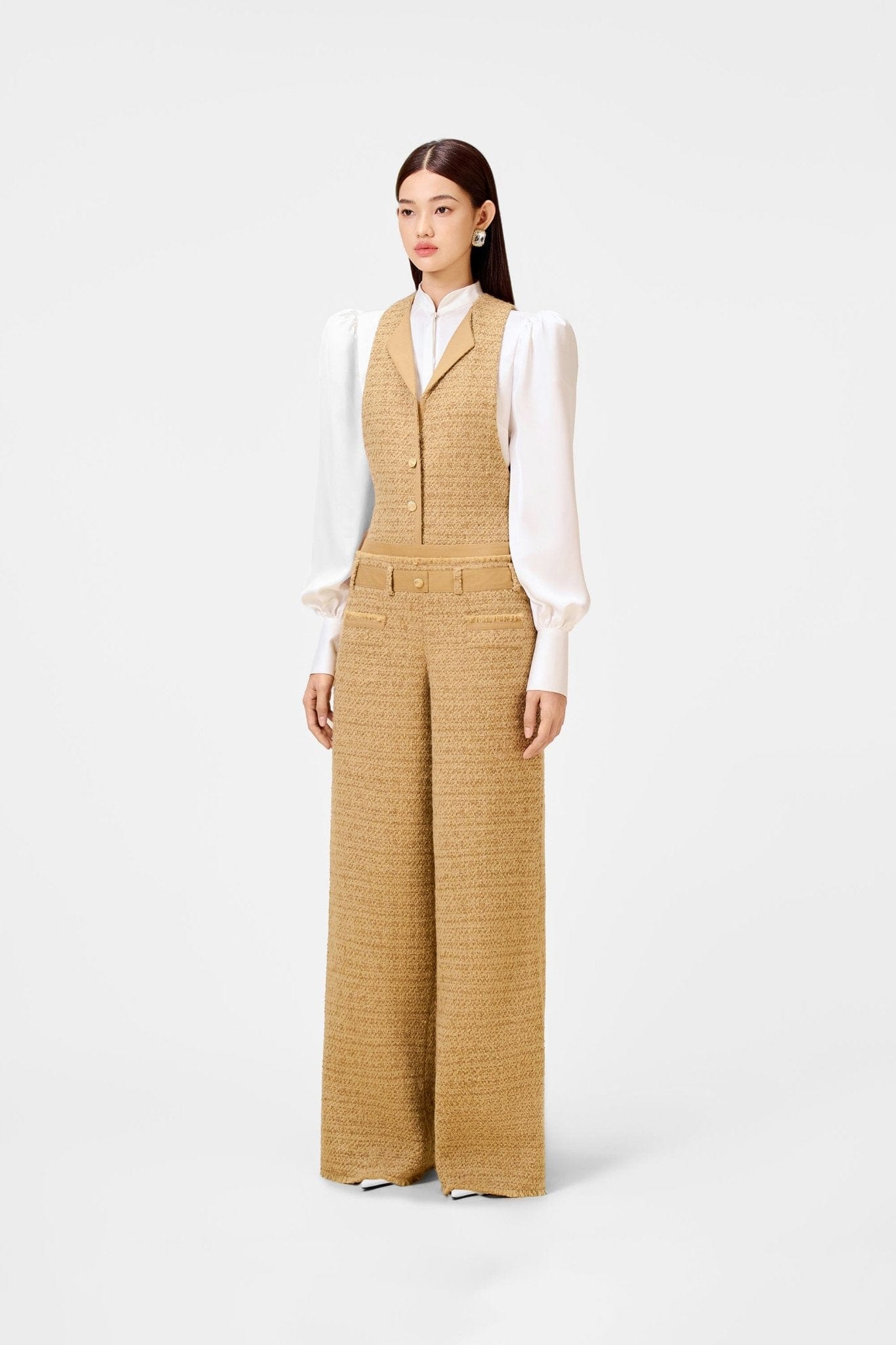 Gold Tweed Waistcoat - Image 3