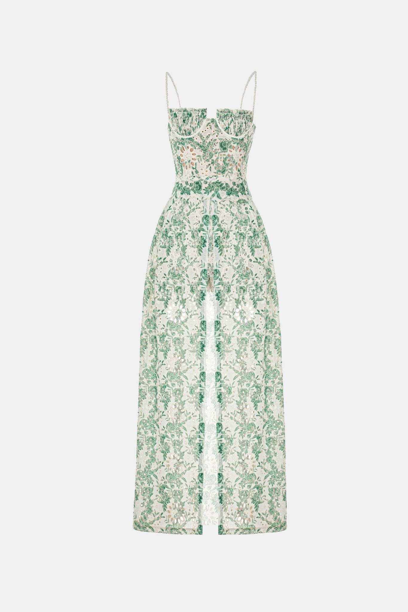 Green Embroidered Cotton Maxi Set