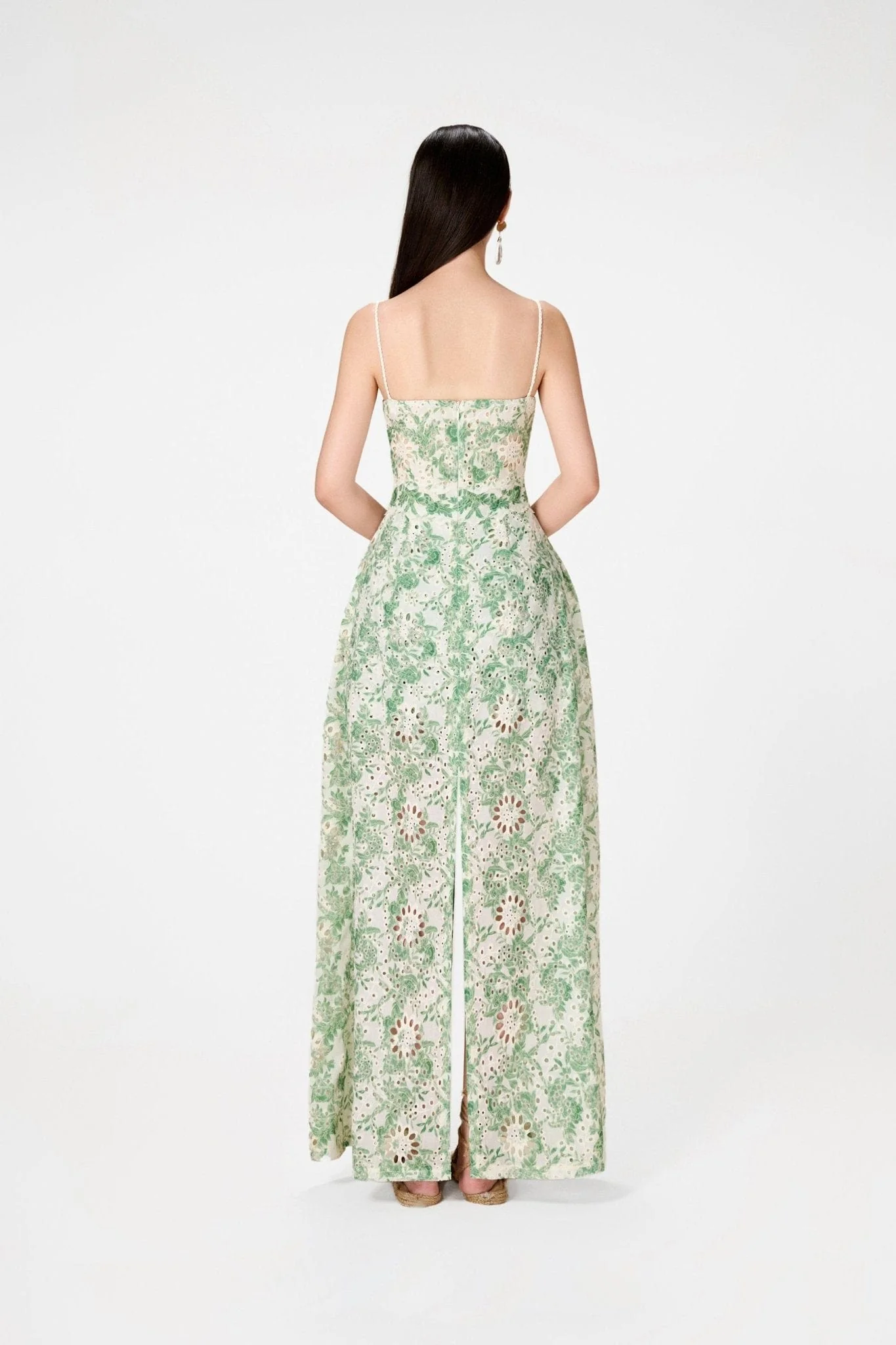Green Embroidered Cotton Maxi Set - Image 6