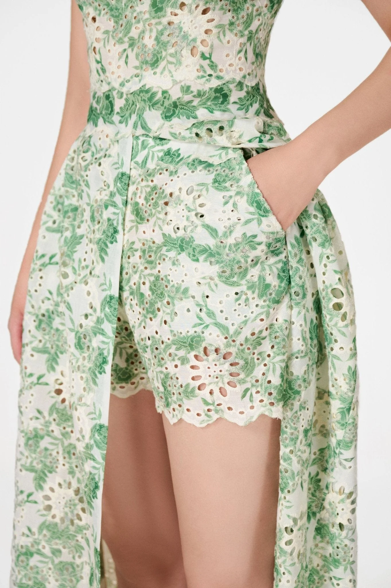 Green Embroidered Cotton Maxi Set - Image 8