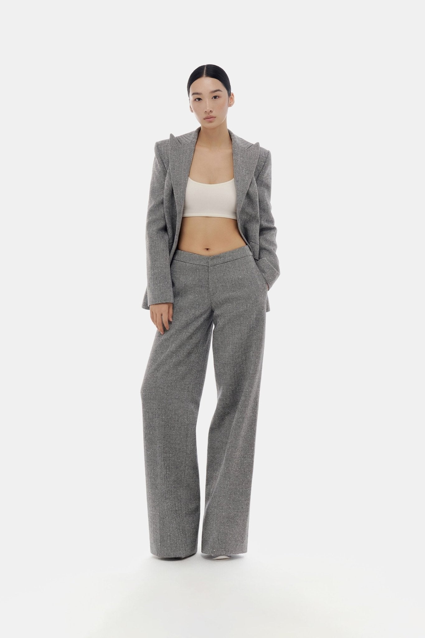 Grey Harringbone Blazer - Image 2
