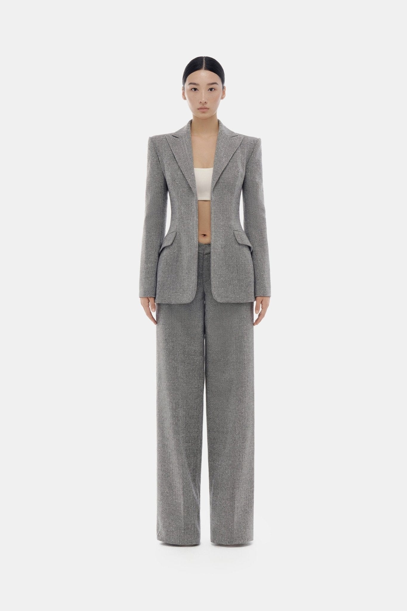 Grey Harringbone Blazer - Image 3