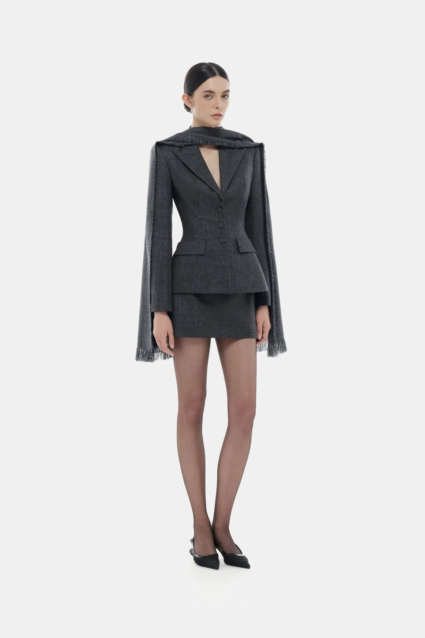 Grey Single Breast Blazer - Image 2