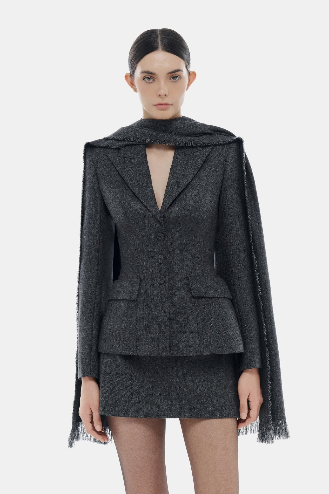Grey Single Breast Blazer - Image 6