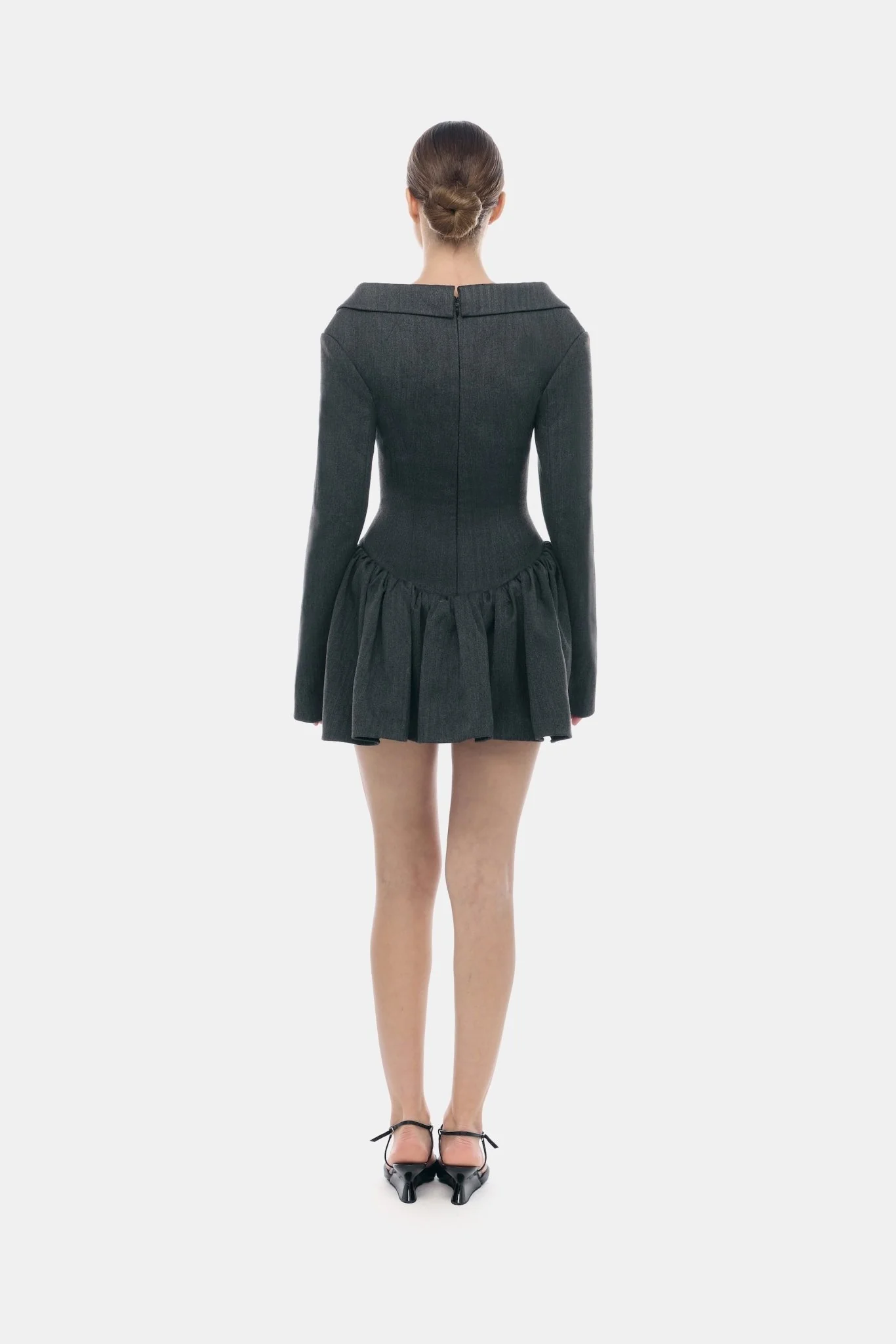 Grey Structured Peplum Dress - Image 5
