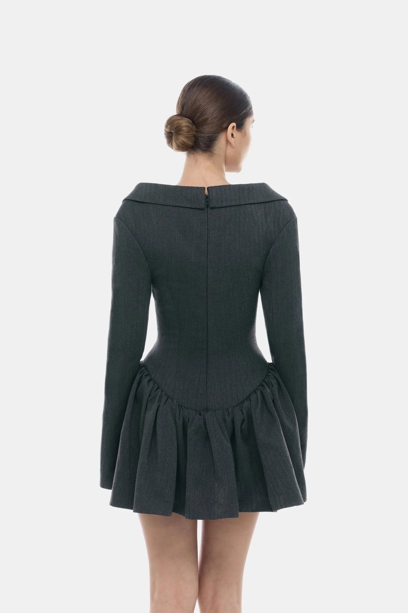 Grey Structured Peplum Dress - Image 7