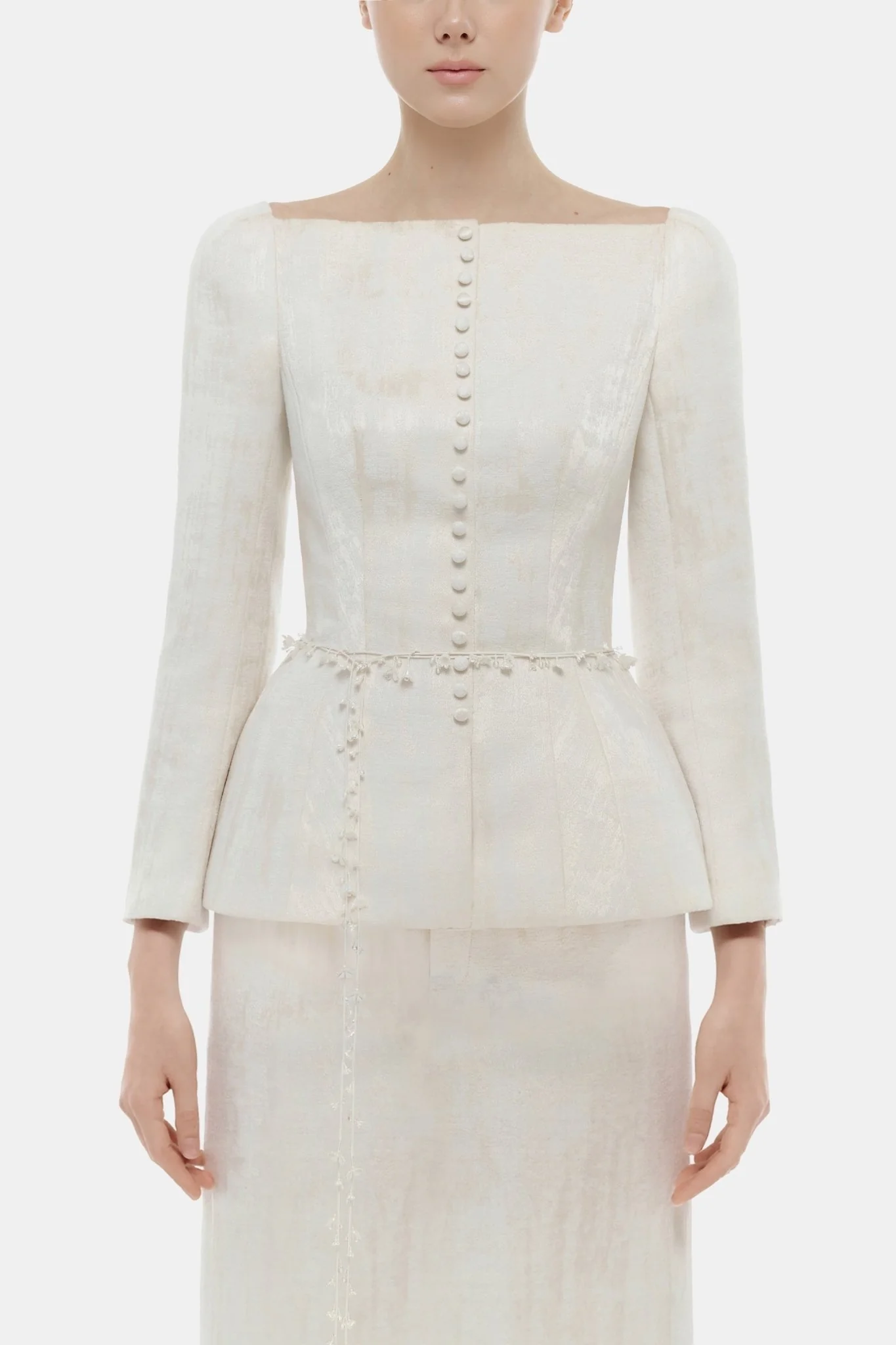 Ivory Brocade Midi Skirt - Image 3