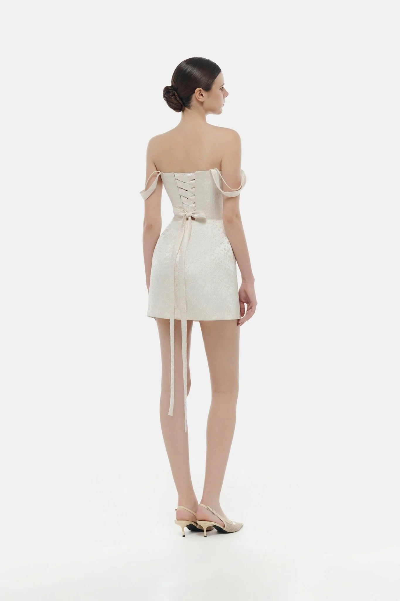Ivory Floral Bustier Mini Dress - Image 4