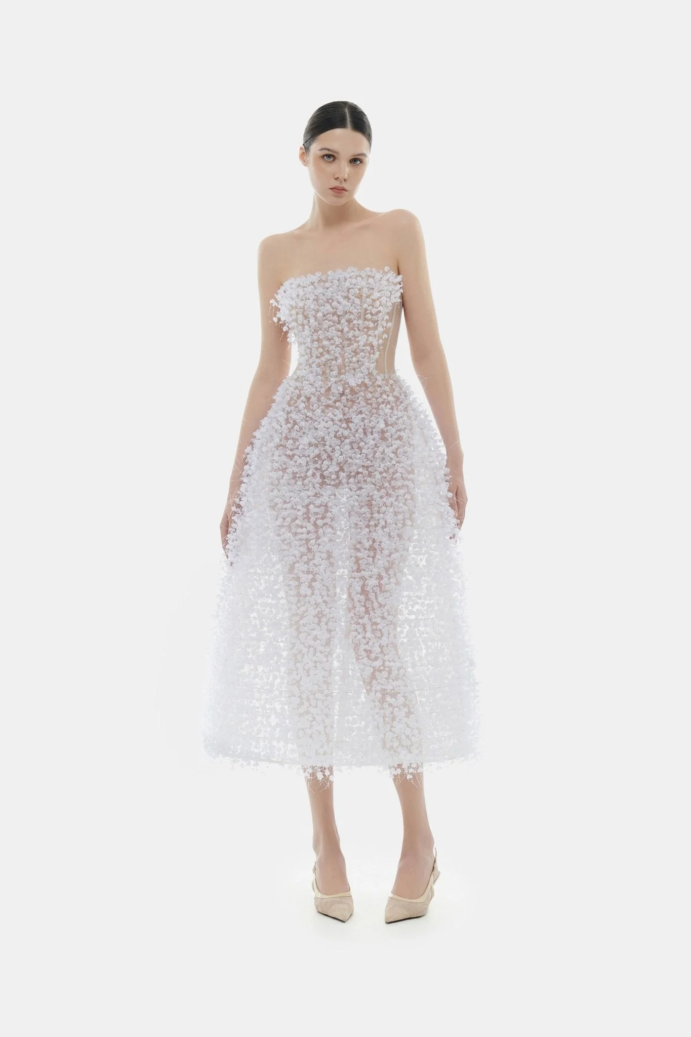 Ivory Flowers Midi Dress - Image 4
