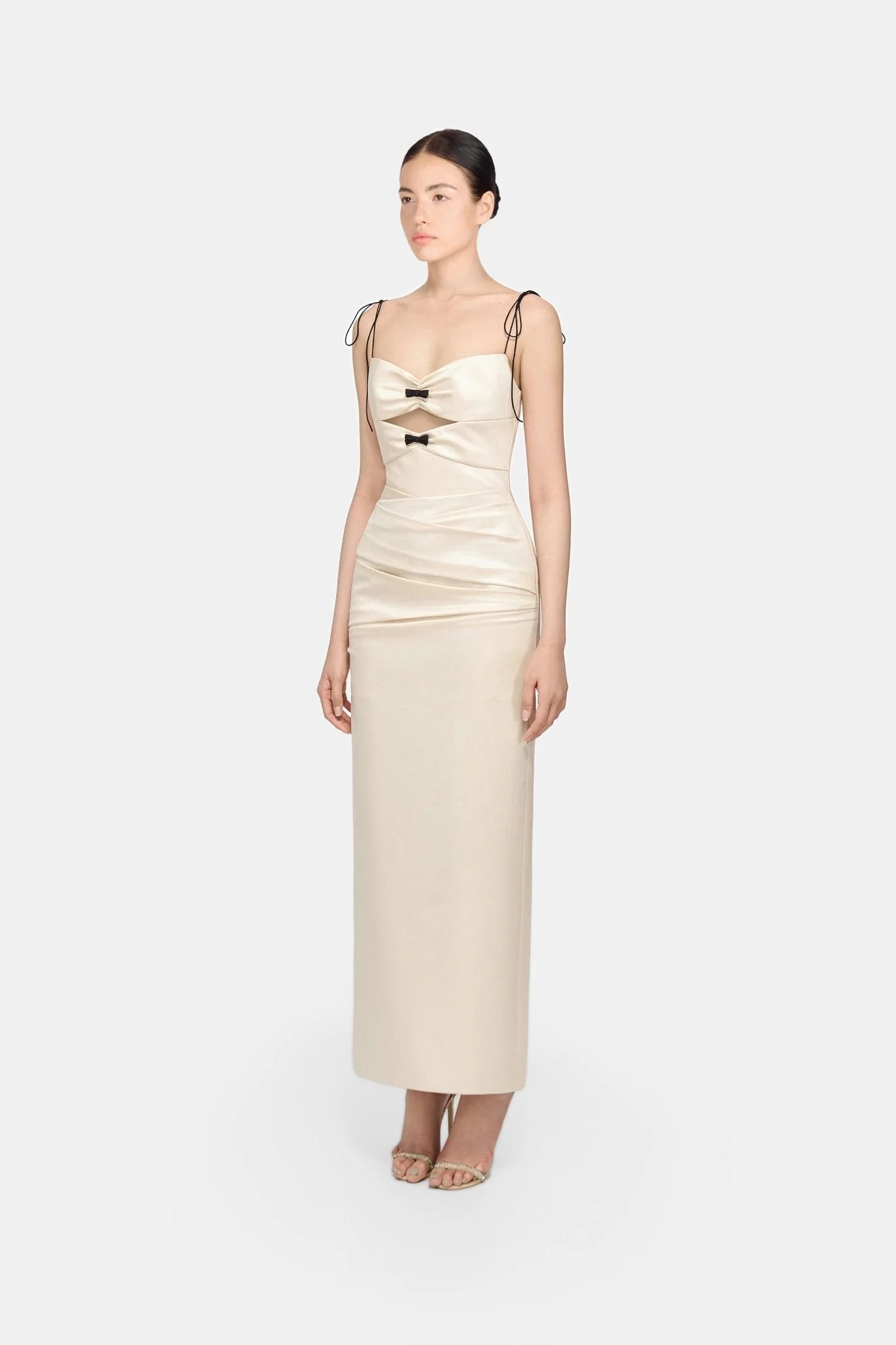 Ivory Leather Effect Dress - Image 3