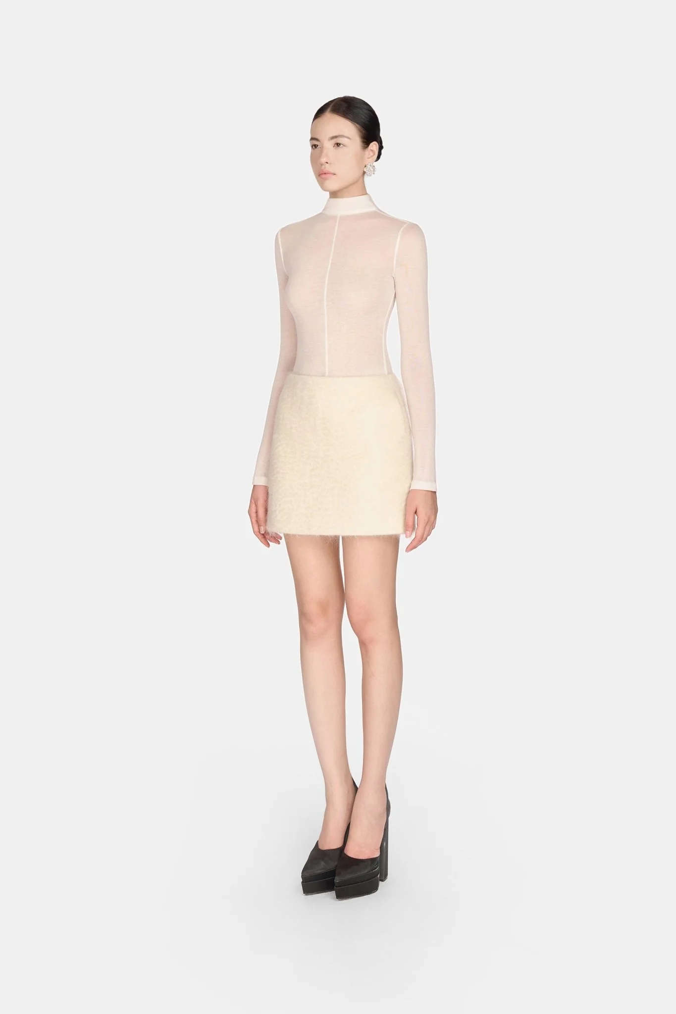 Ivory Mohair Mini Skirt - Image 3