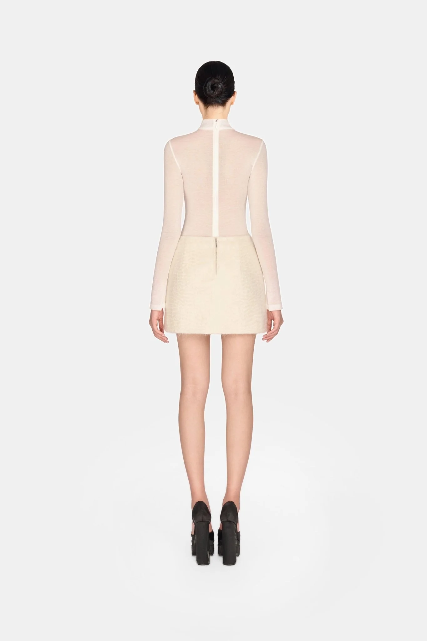Ivory Mohair Mini Skirt - Image 4