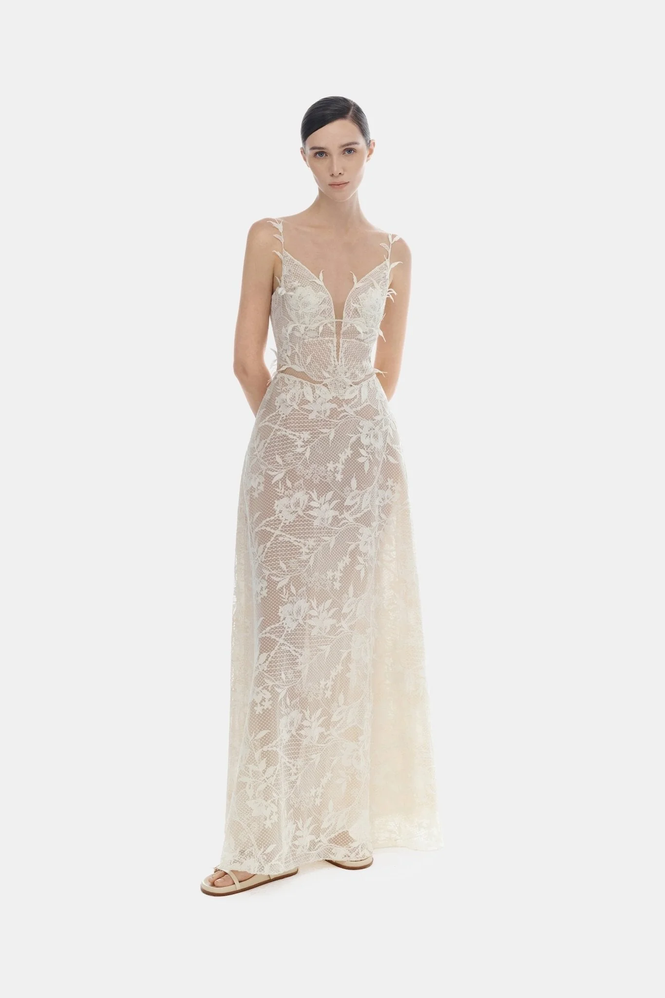 Ivory Strap Lace Dress - Image 2