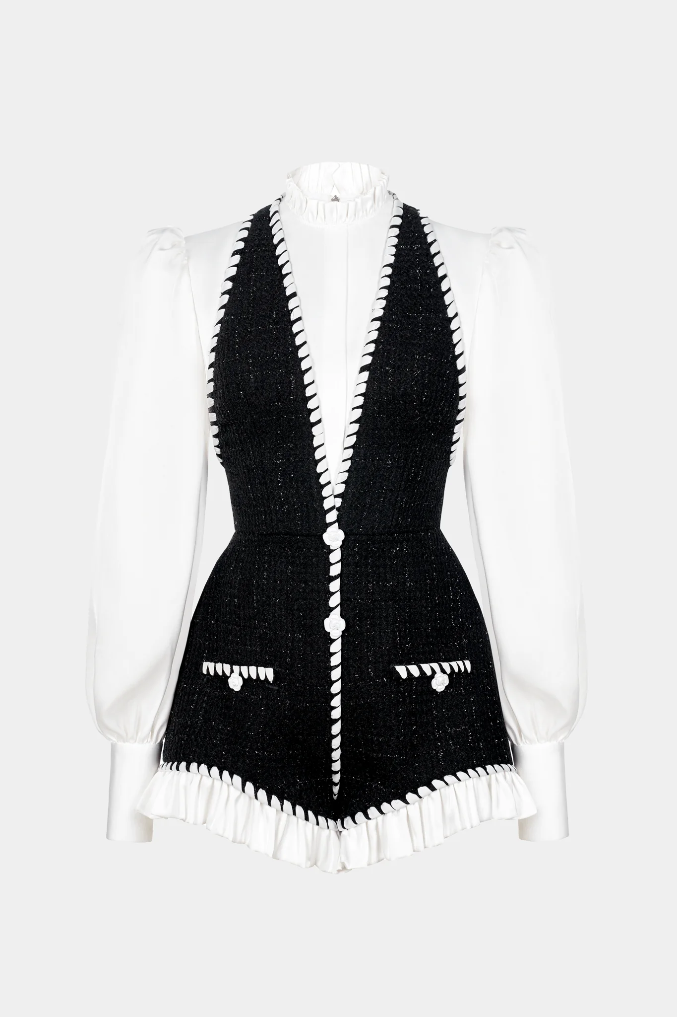 Black Tweed Romper