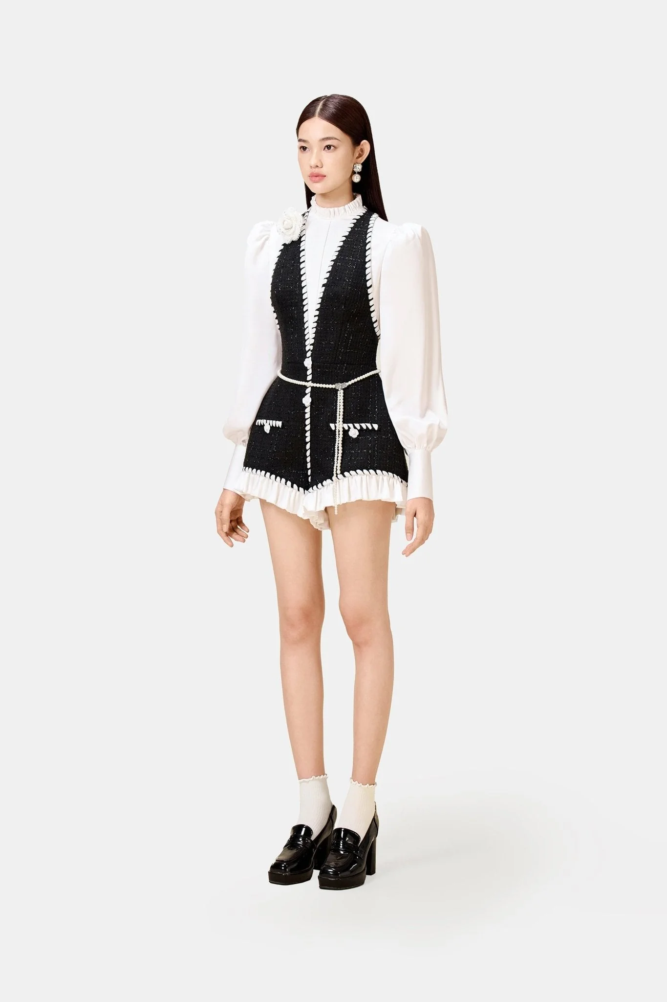 Black Tweed Romper - Image 3