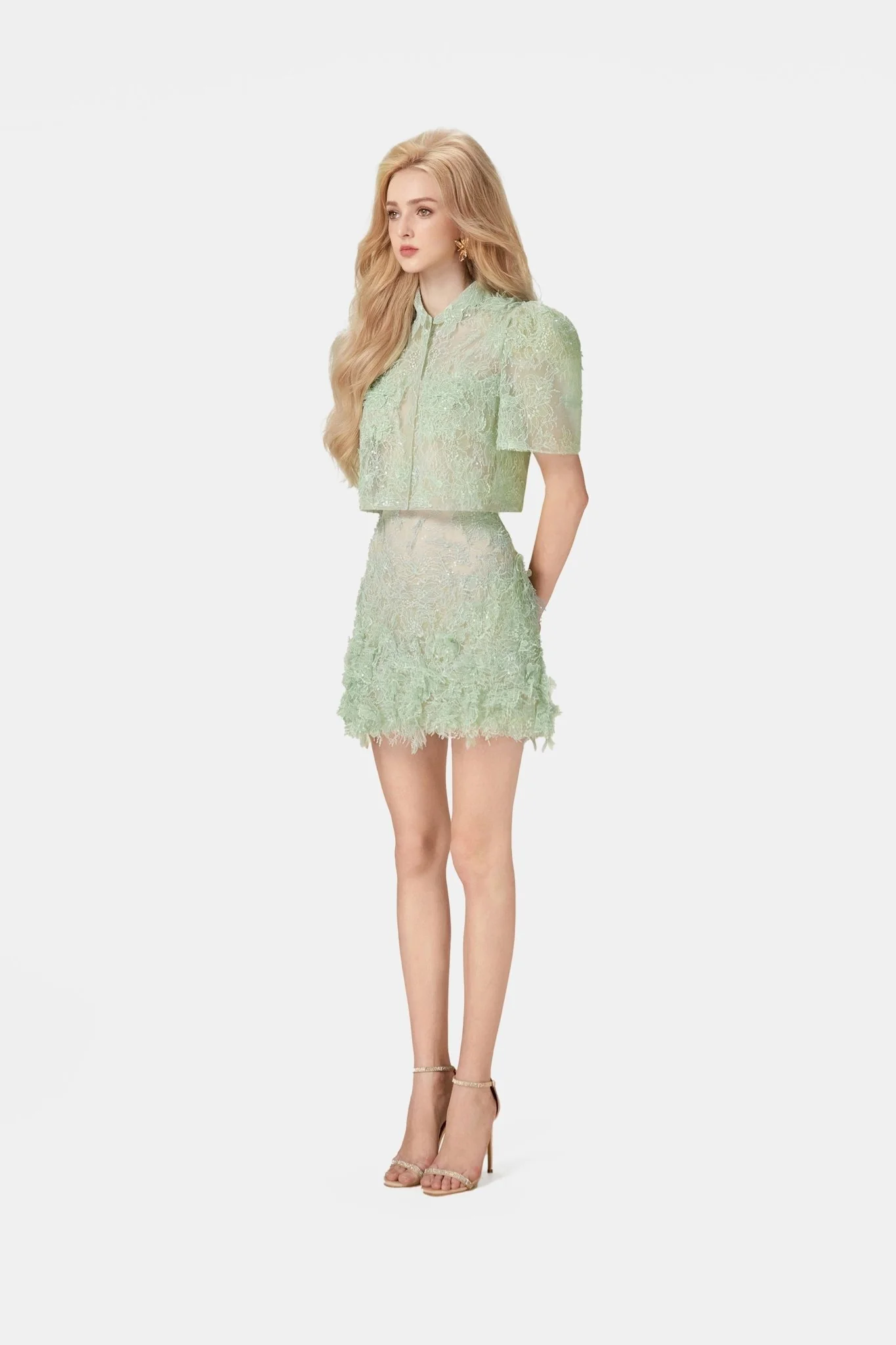 Mint Beaded Lace Top - Image 3