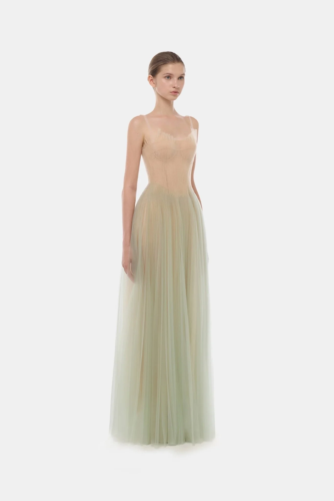 Mint Corset Tulle Maxi Dress - Image 3