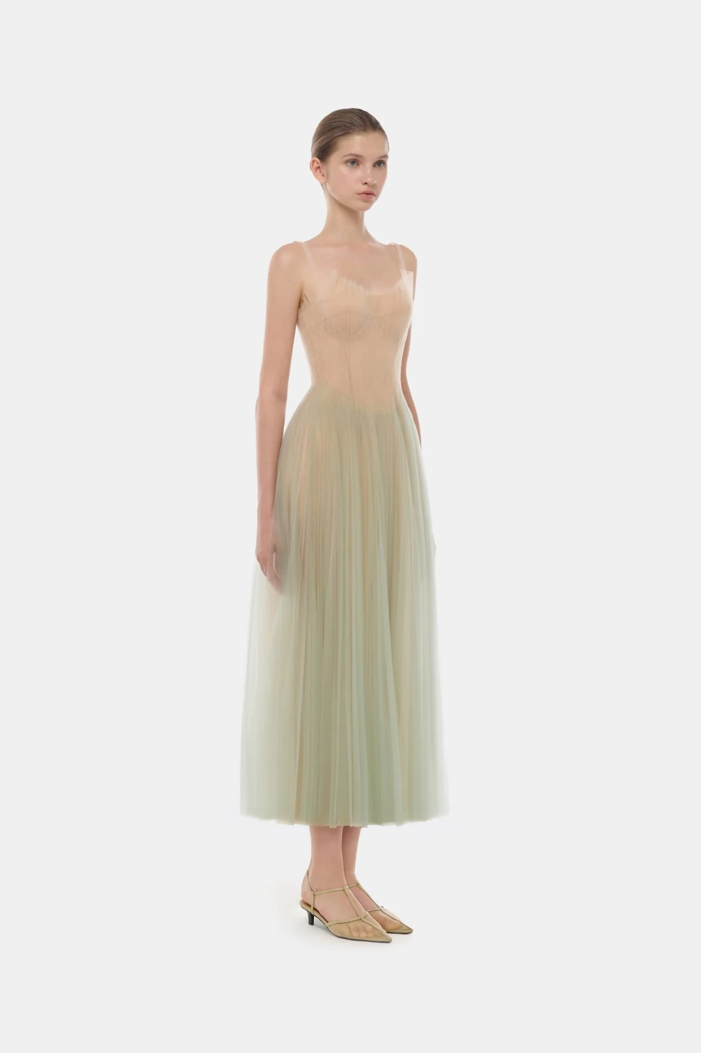 Mint Corset Tulle Midi Dress - Image 3