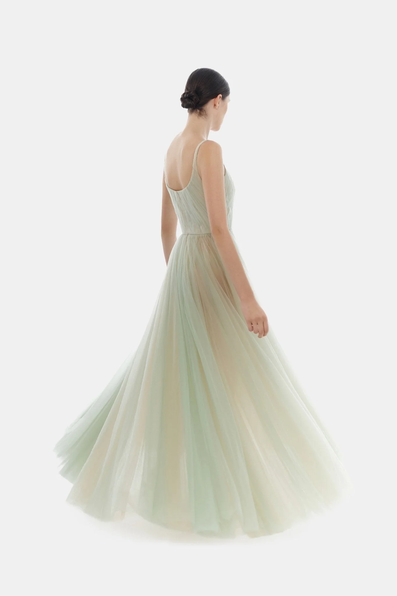 Mint Draped Tulle Maxi Dress - Image 3