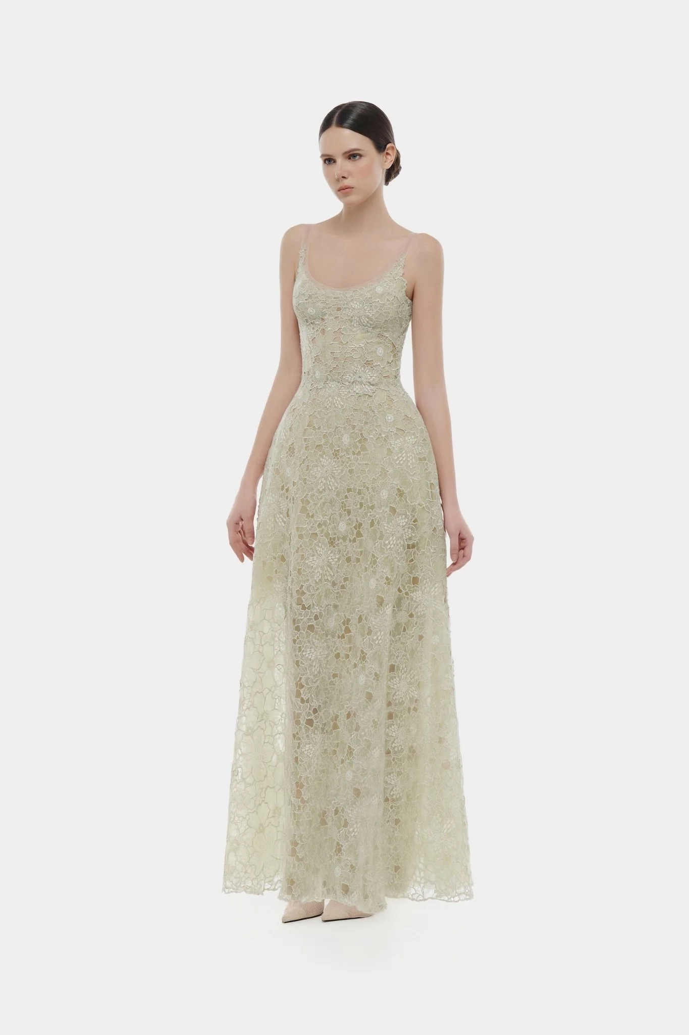 Mint Flower Lace Maxi Dress - Image 3