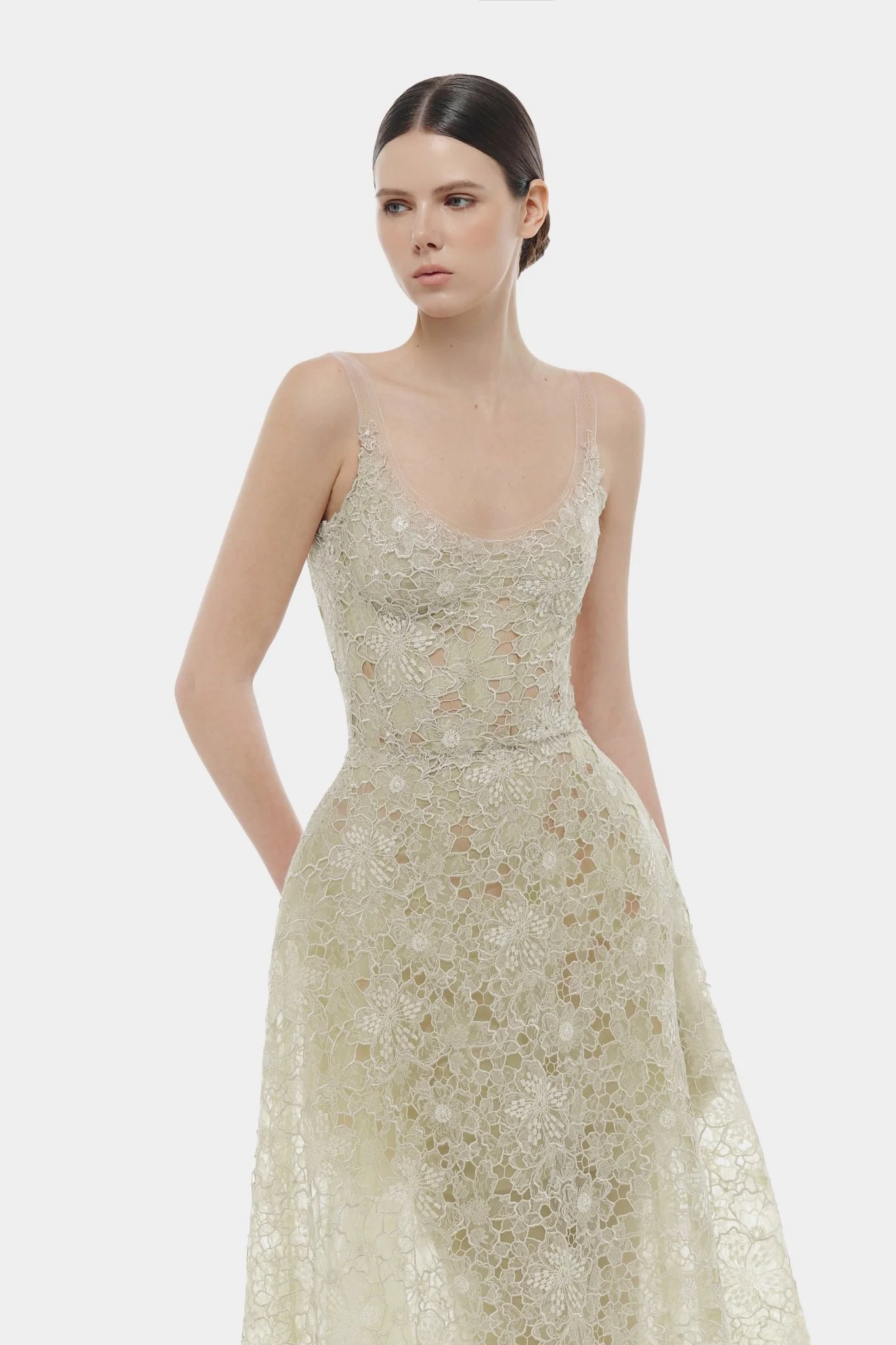 Mint Flower Lace Midi Dress - Image 2
