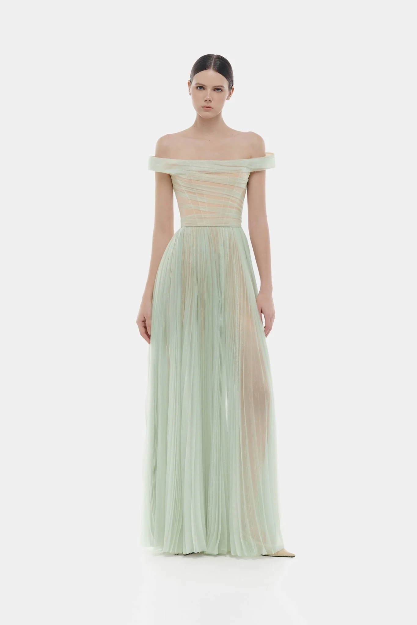 Mint Off-shoulder Maxi Dress - Image 2