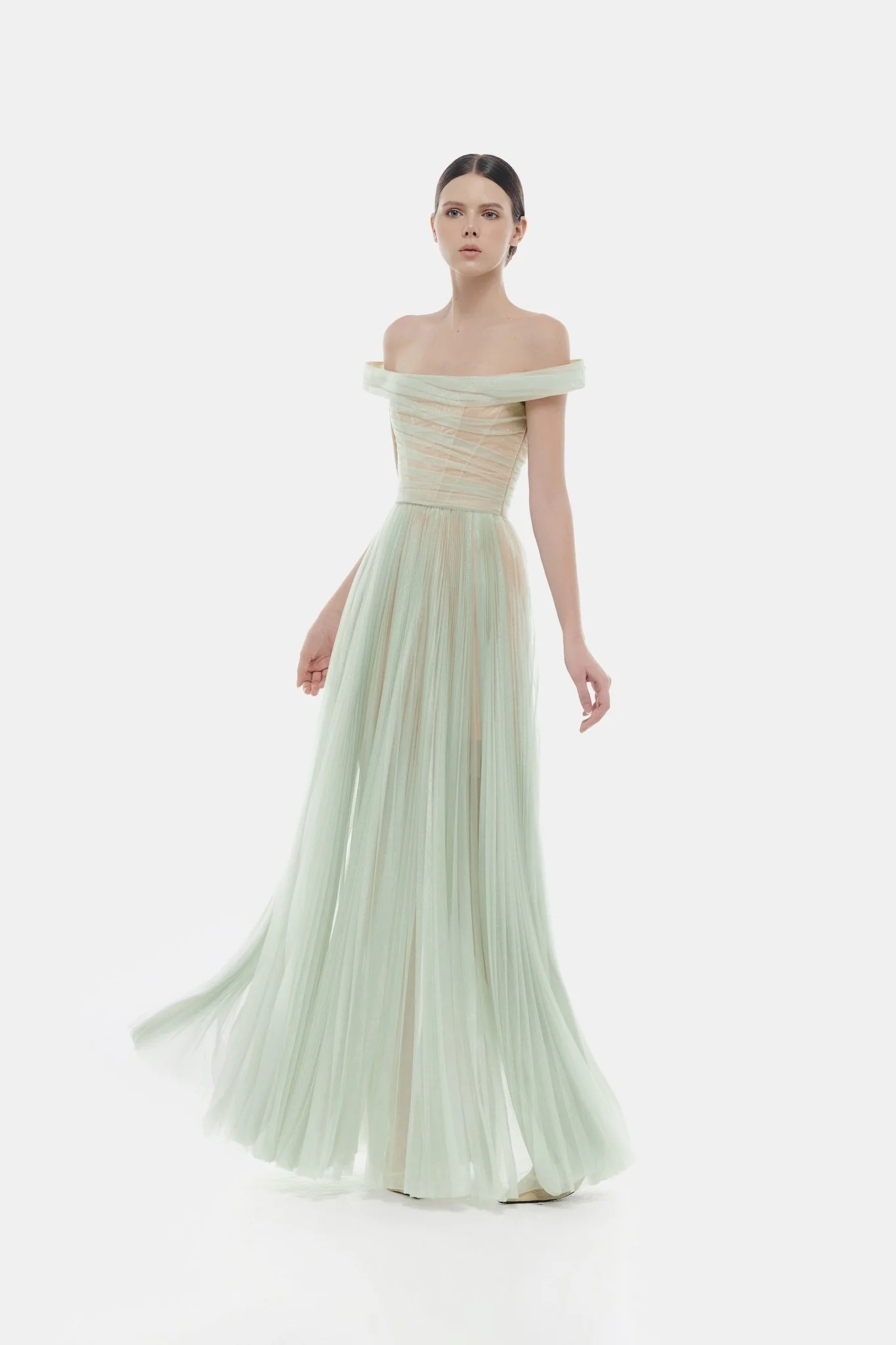 Mint Off-shoulder Maxi Dress - Image 3