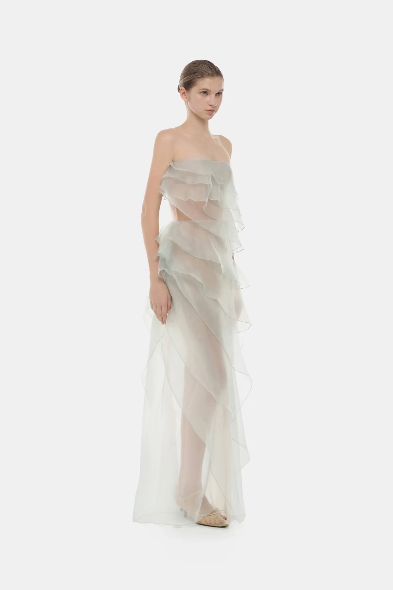 Mint Tiered Strapless Dress - Image 2