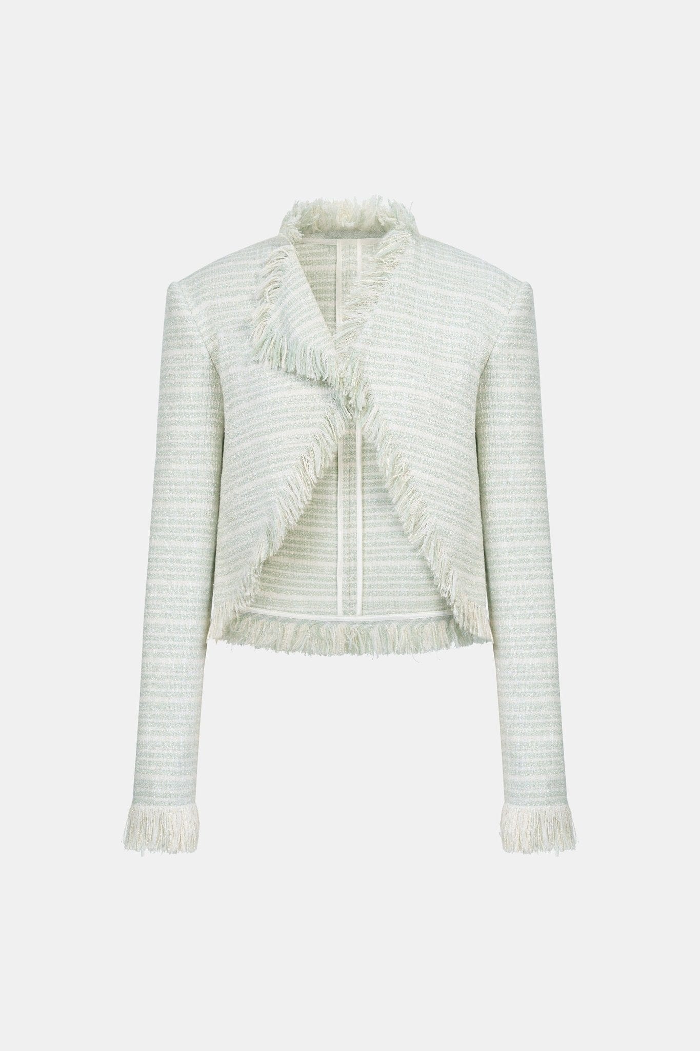Mint Tweed Fringed Jacket