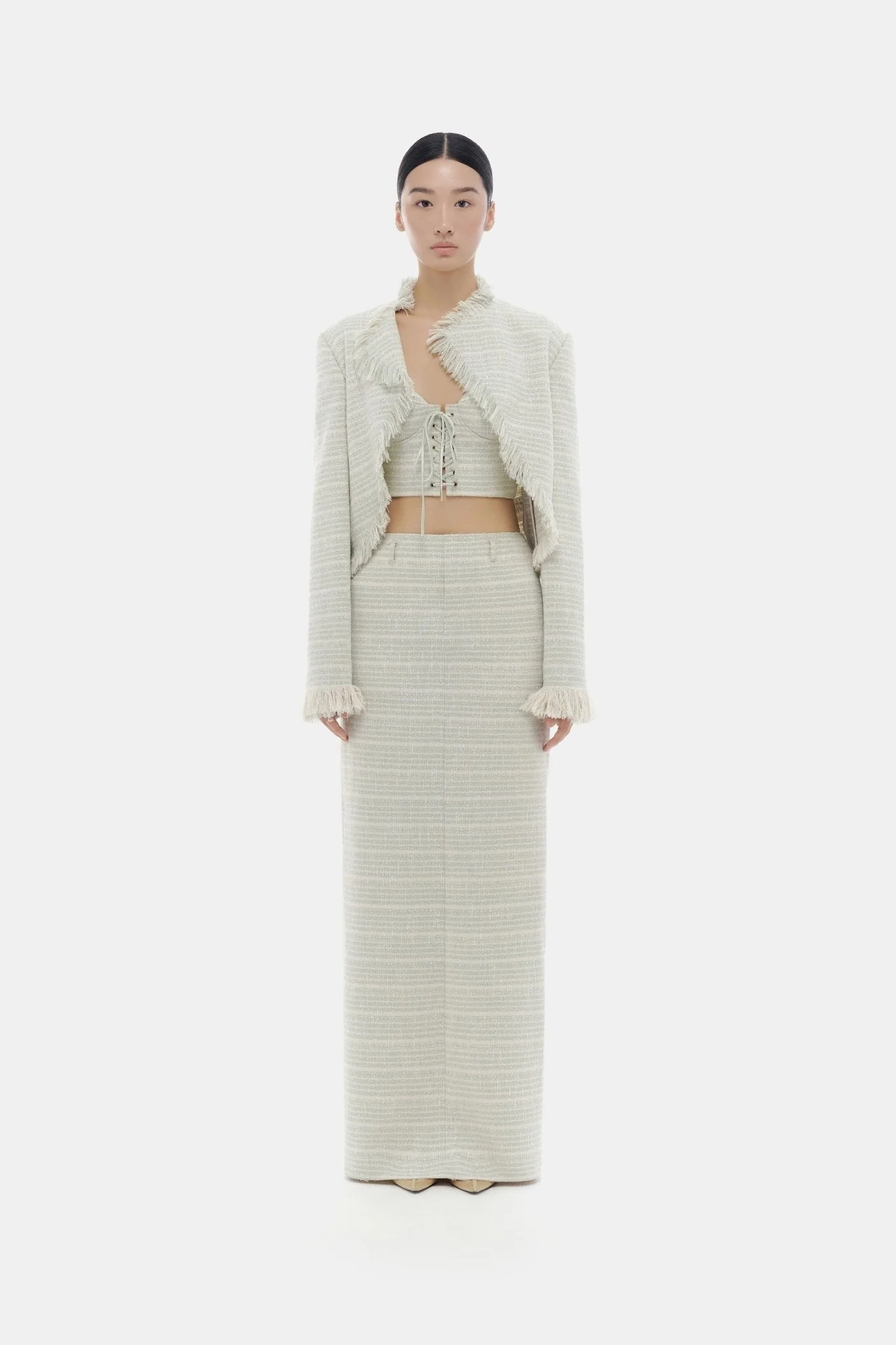 Mint Tweed Fringed Jacket - Image 3