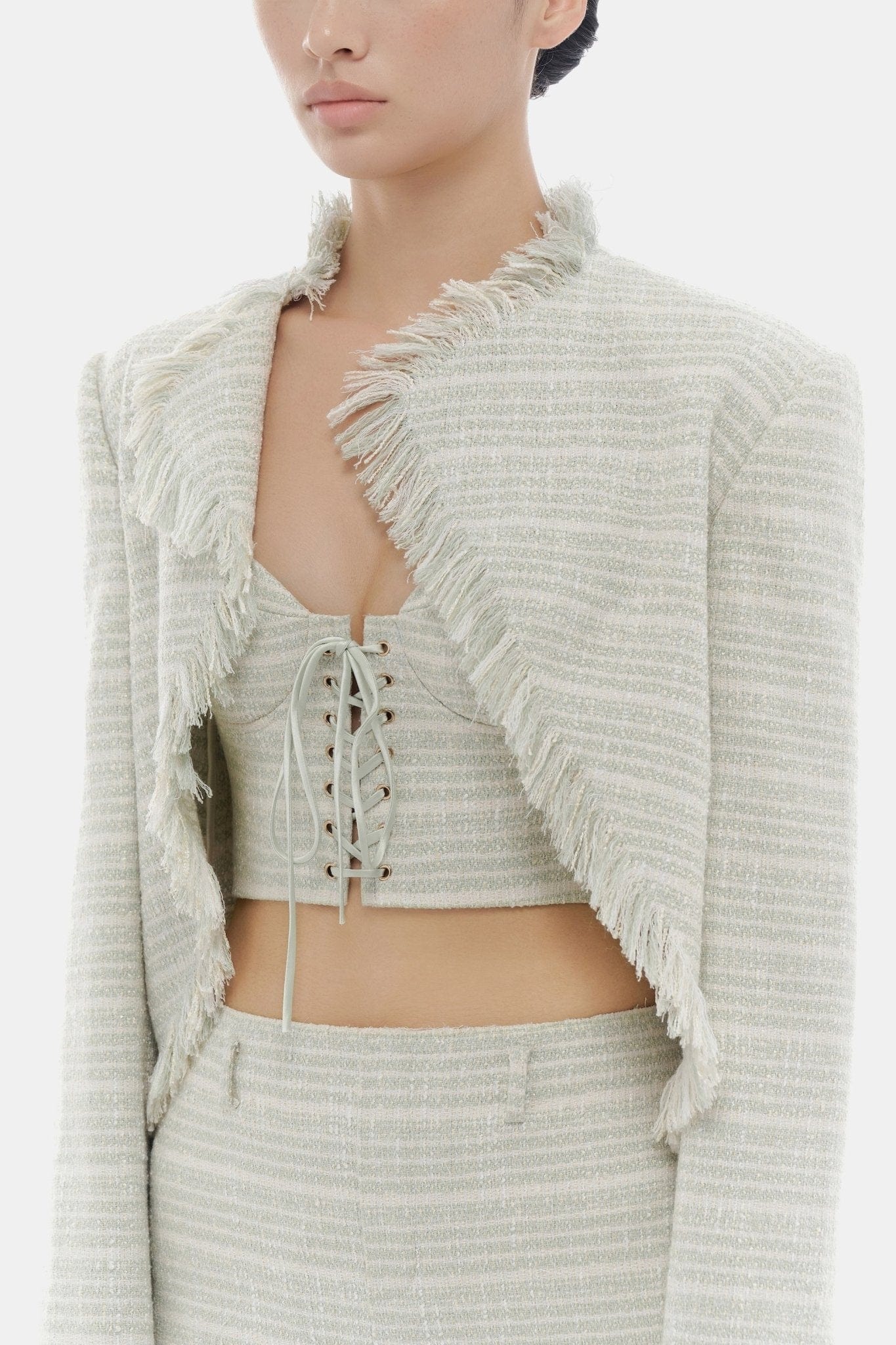Mint Tweed Fringed Jacket - Image 5
