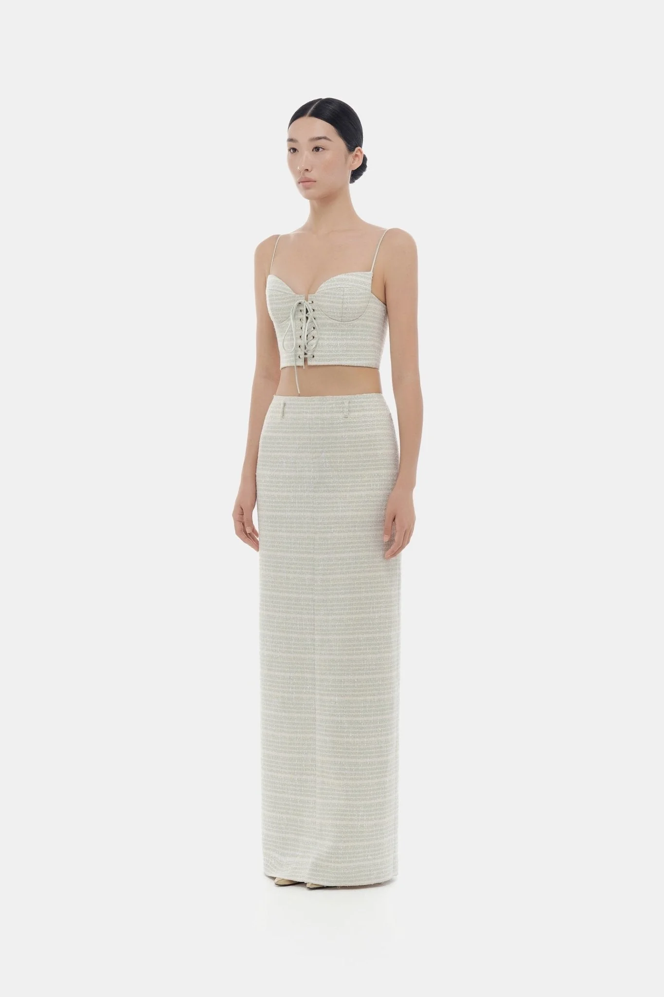 Mint Tweed Midi Skirt - Image 3