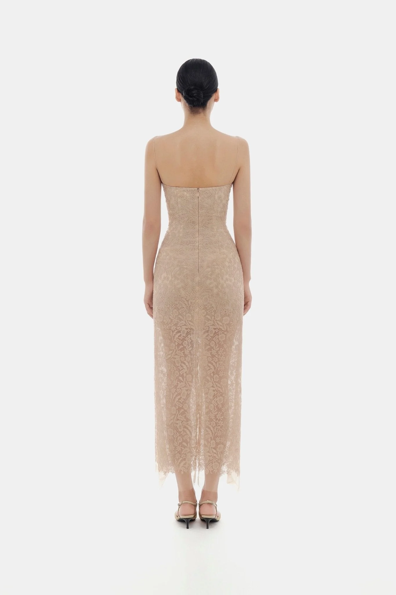 Nude Lace Midi Dress - Image 4