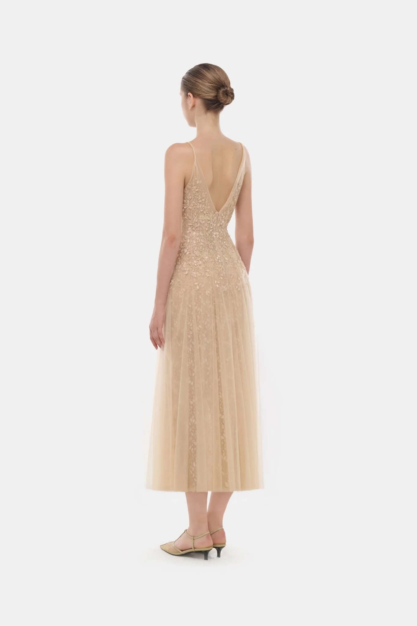 Pastel Deep-V Midi Dress - Image 3